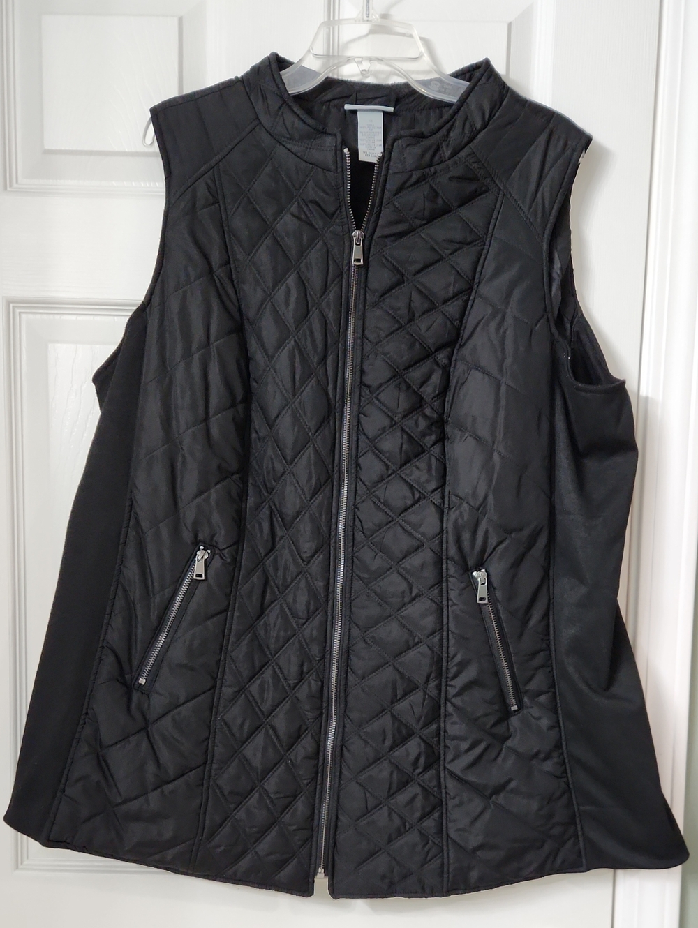 Catherines Black Quilted Zip-Front Vest